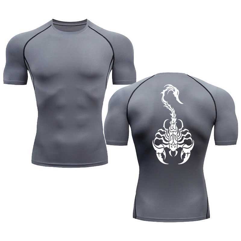 Men Scorpion Pattern Print Running Compression Short sleeve tight-fitting Sport T-shirt Gym Fitness Male Jogging Tracksuit Tops X250113