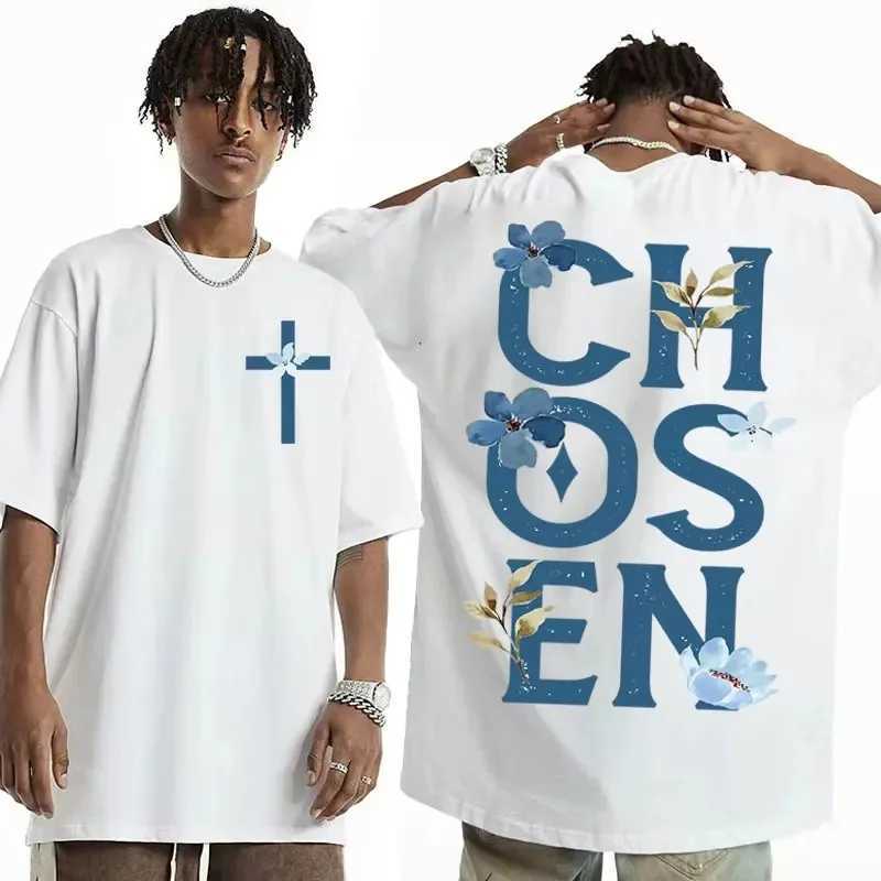 Chosen Floral Aesthetic Bible Verse T-shirts Womens Trendy Christian Clothing T Shirt Mens Fashion Retro Style Classic T-shirt X250113