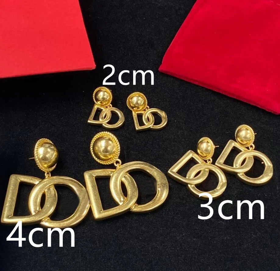 Fashion classic 18K Gold letter Dangle Chandelier Pendant Earrings women Brand Designer simplicity Jewelry 2.3.4CM Optional high quality with box-HQ588