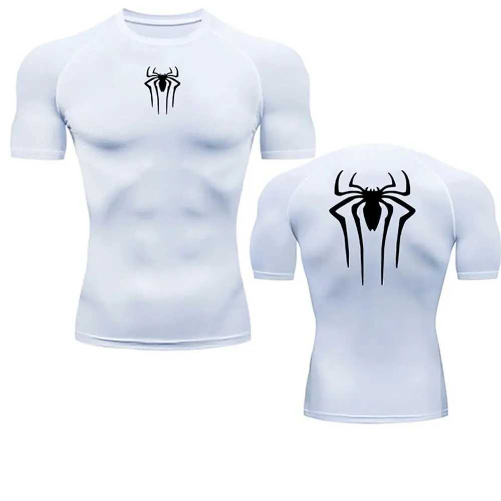 Mens Compression Spider Printed T-Shirt Sports Y2K Short Sleeve Muscle Fitness Tight Quick-drying Breathable Gym Clothes Tops X250113