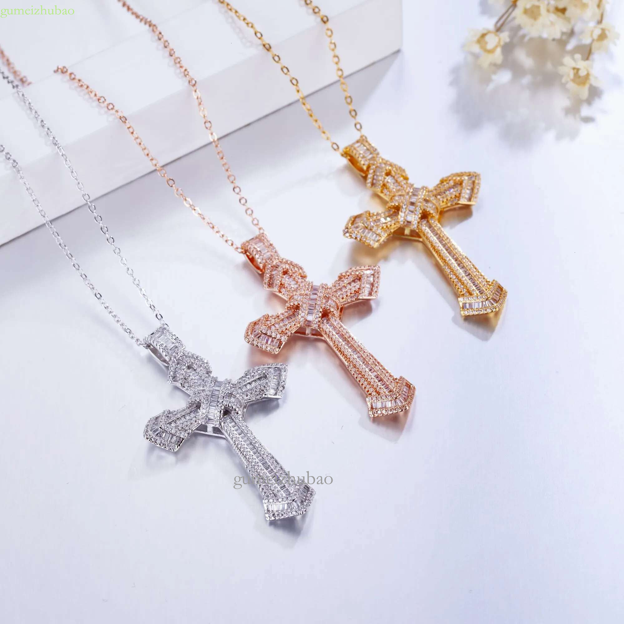 Jewelry Christianity Cross Pendants sona dia painting full Real sier & 14K gold Hip hop Necklace For women men
