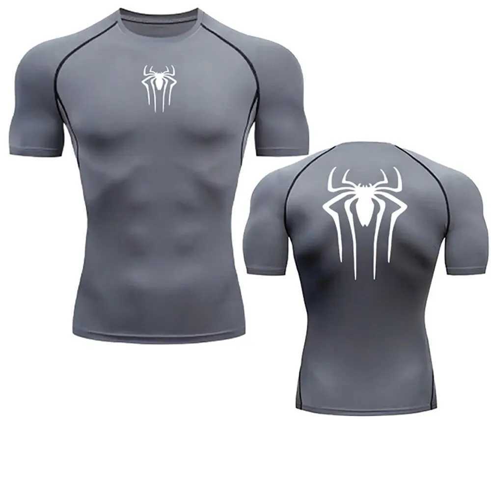 Mens Compression Spider Printed T-Shirt Sports Y2K Short Sleeve Muscle Fitness Tight Quick-drying Breathable Gym Clothes Tops X250113
