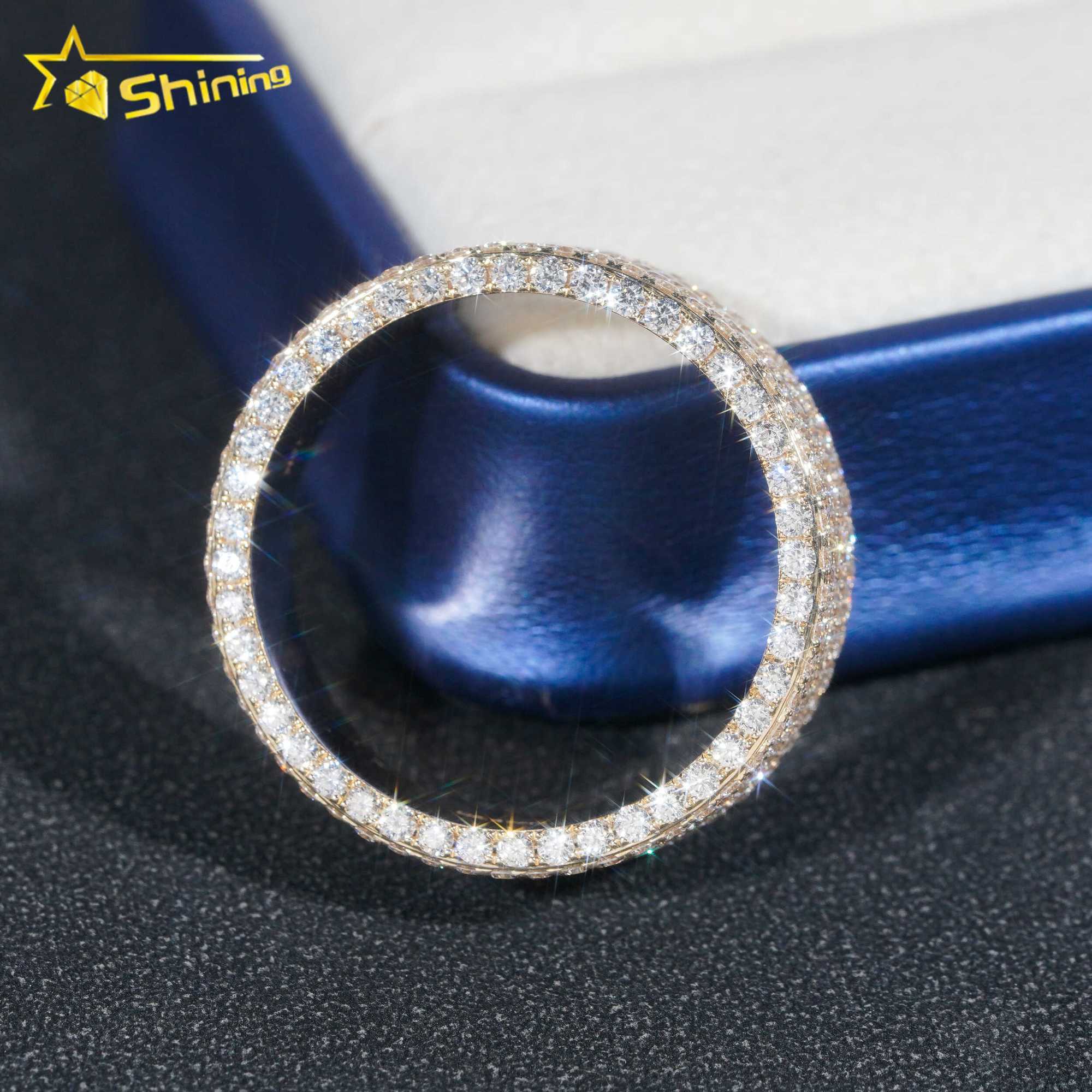 Custom Hip Hop Fine Jewelry Brilliant Real Lab Grown Natural Diamond 10K 14K 18K Gold Engagement Band Full Eternity Ring For Men