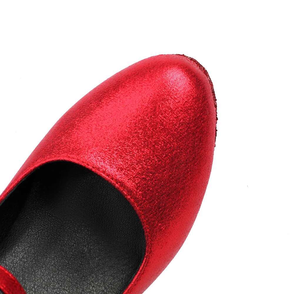 Sequined Red Sier Gold Women Platform Pumps 9Cm Chunky Heels Female Wedding Party Buckle Strap Ladies Round Toe Shoes