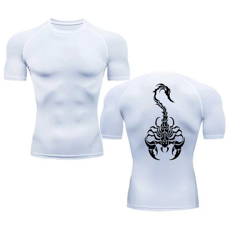 Men Scorpion Pattern Print Running Compression Short sleeve tight-fitting Sport T-shirt Gym Fitness Male Jogging Tracksuit Tops X250113