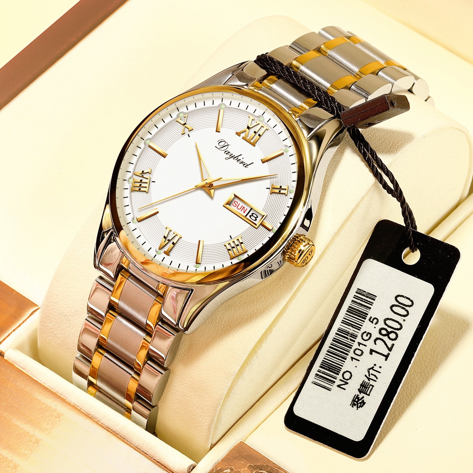 Men's Elegant Automatic Mechanical Watch with Skeleton Design, Night Glow, and Dual Calendar