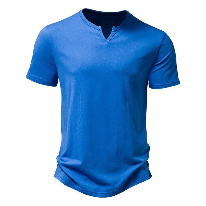 Summer Quality Men TShirt VNeck Fashion n Slim Fit Soild TShirts Male Tops Tees Short Sleeve T Shirt for 250113