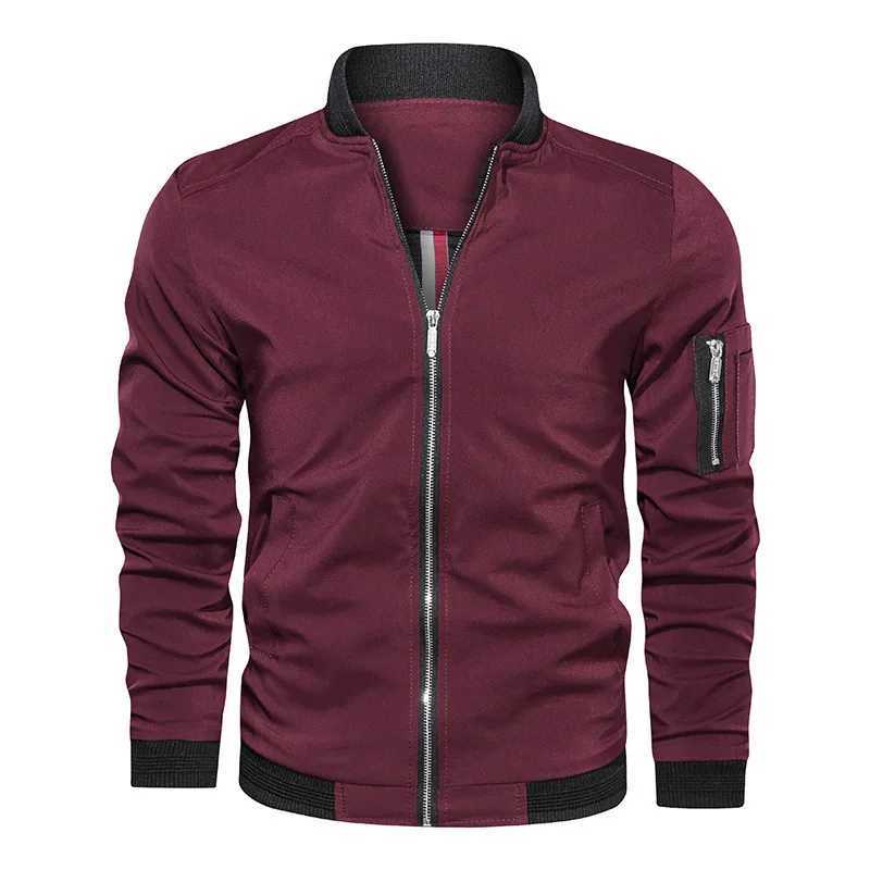 Spring Autumn Mens Business Casual Coat Solid Color Plus Size Fashion Standing Collar Slim Fit Handsome Baseball Jacket X250113