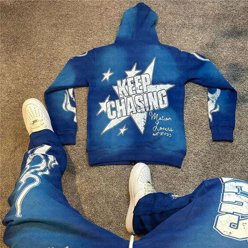 Y2K Personalized Street Hip Hop Punk Style Washed Fabric Letter Printed Hoodie