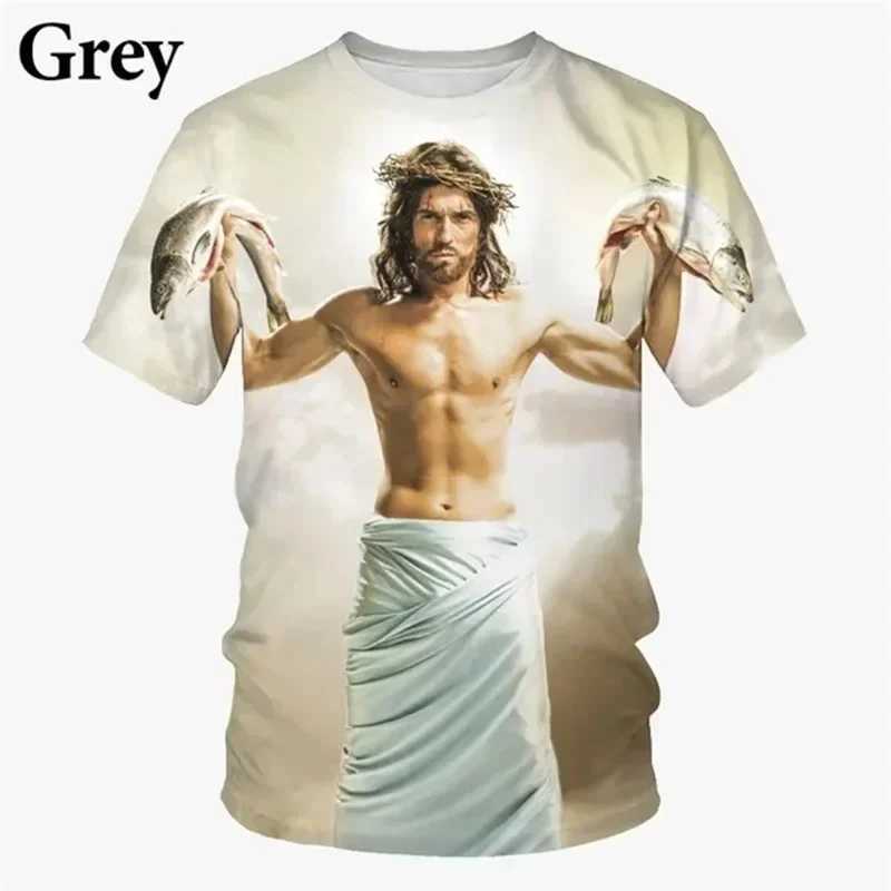 Jesus Funny Prank T-shirt For Mens Clothing Personality Trend Oversized Ugshirts Hip Hop Street Fashion Kids Tee Top 2025 New X250113