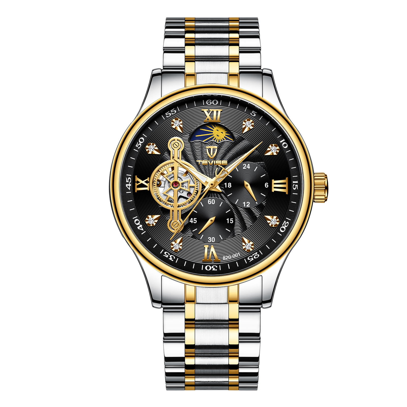 TEVISE Designer Watch Stainless Steel Strap Business Waterproof Automatic Mechanical Mens Watch T053-820-001