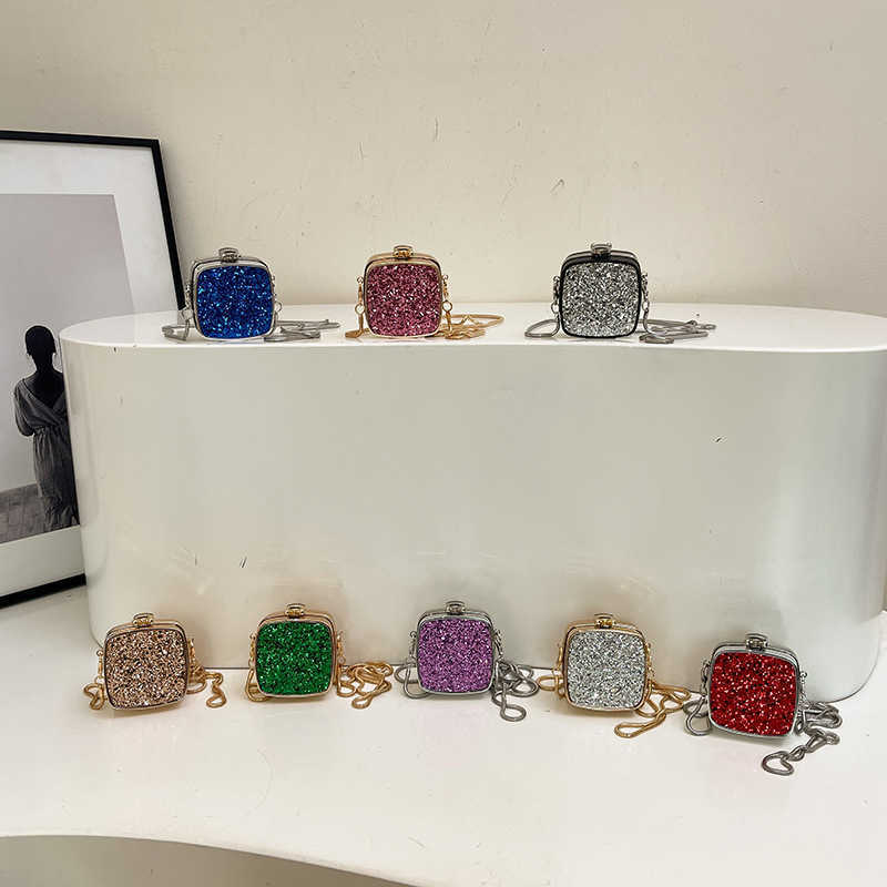 Mini Acrylic Small Bag for Women 2025 New Fashionable Glitter Versatile Single Shoulder Chain Mouth Red Envelope 250113