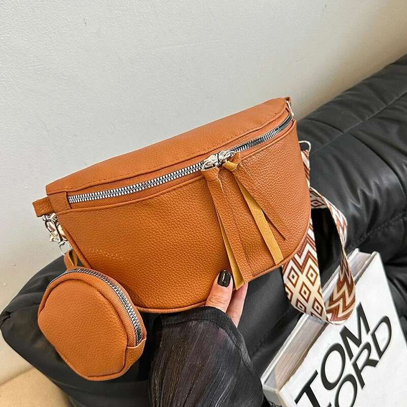 Small Semicircle Saddle Shoulder Crossbody Bags For Women Pu Leather Waist Anti Theft Casual Chest Fashion Belt Bag