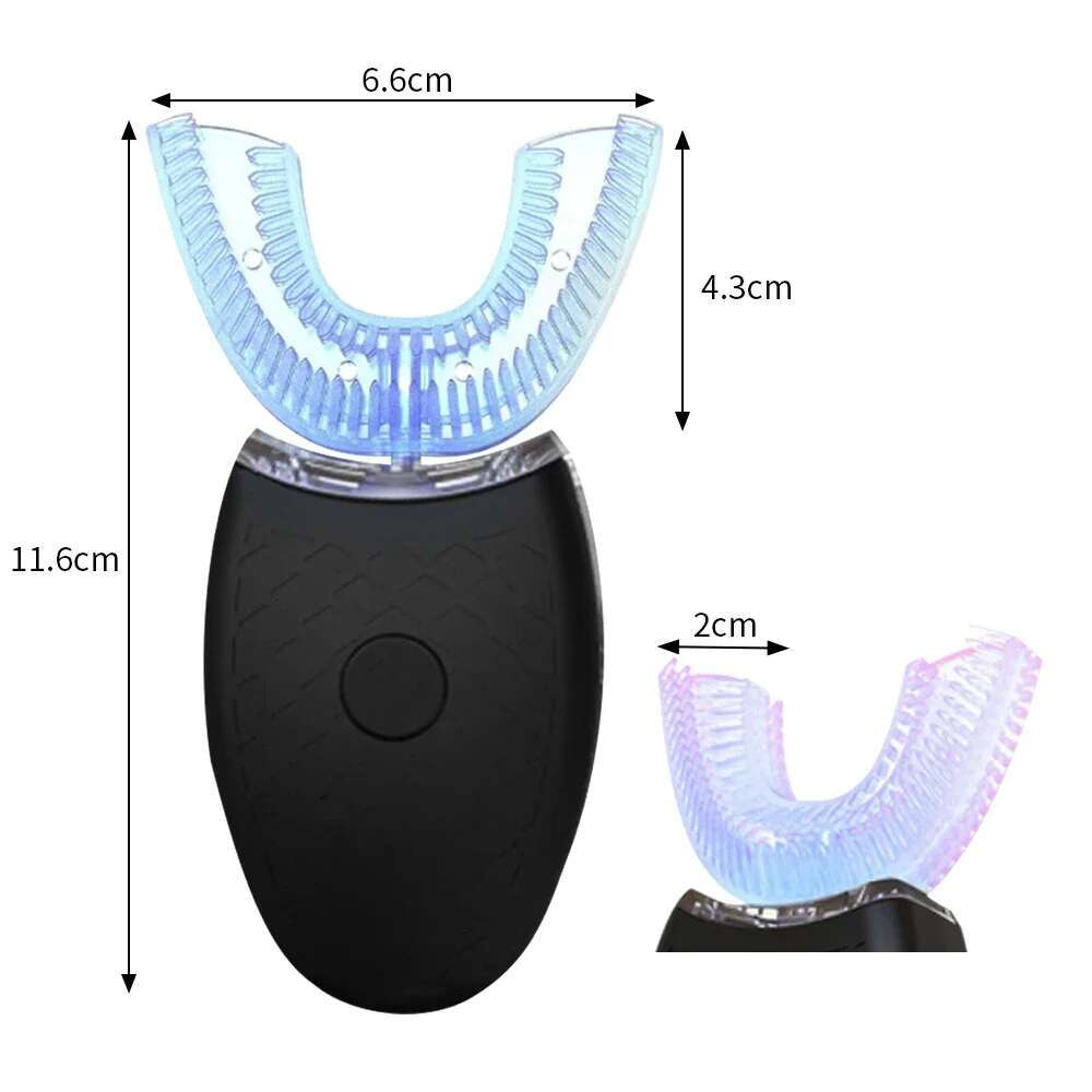 360 Degrees Intelligent Automatic Sonic Electric Toothbrush U Type 4 Modes Brush USB Charging Tooth Whitening Blue Light
