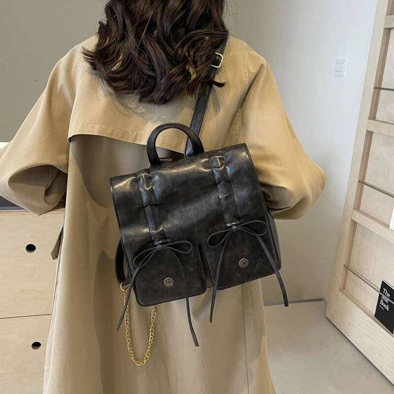 Hot Selg High-Quality Drawstring Pleated Chain PU Women's Backpack 2025 New Fashion Trend Buckle Zipper