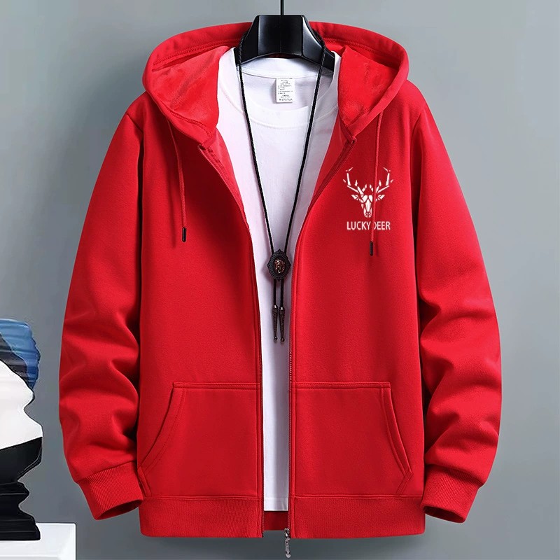 Cardigan sweater men's spring and fall American tide hooded couple's clothes loose sports zipper jacket cross-border large size m035