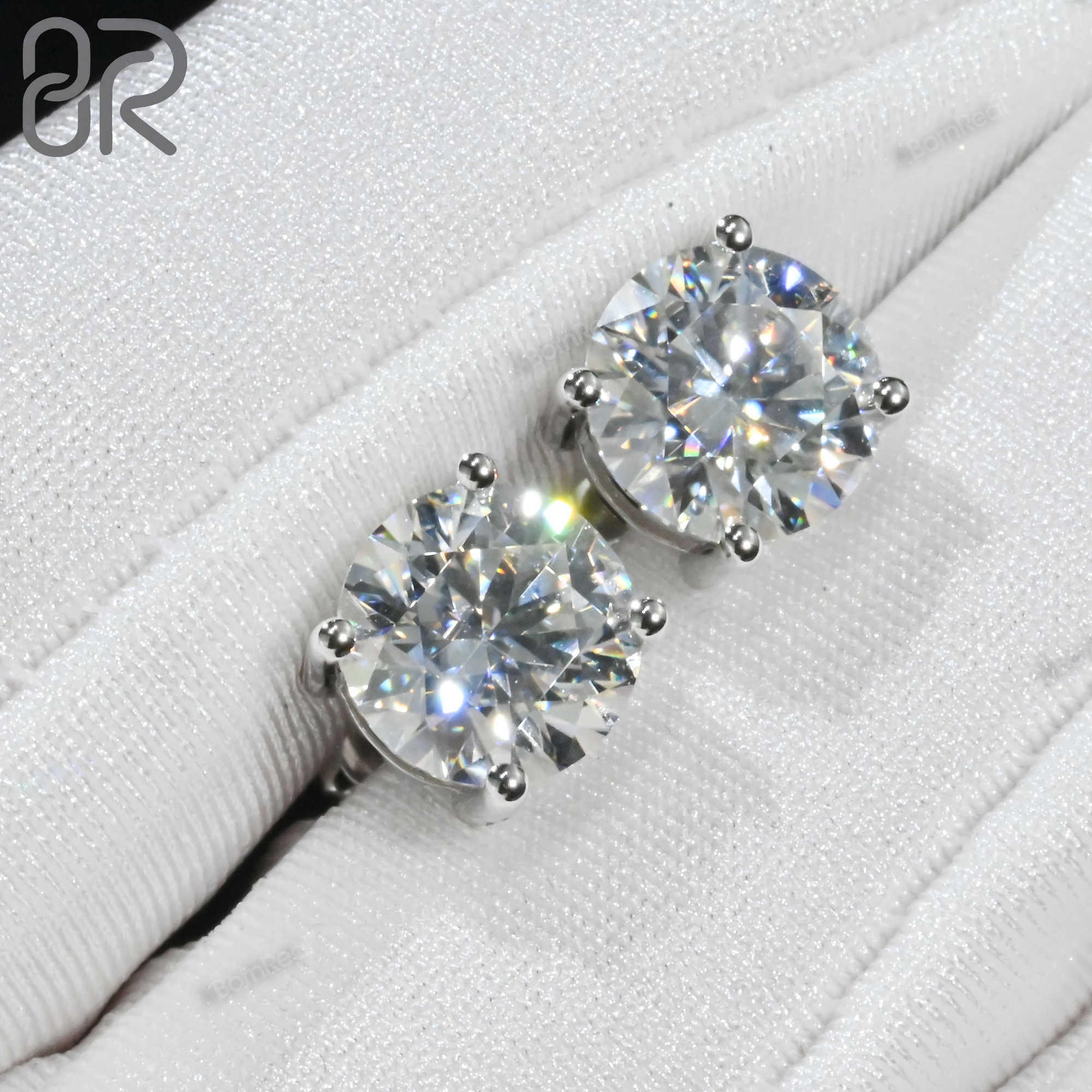 Wholesale 5CT Vvs Moissanite Earrings Ice Out Round Brilliant Cut Diamond 925 Silver Fine Earring Jewelry For Men Women
