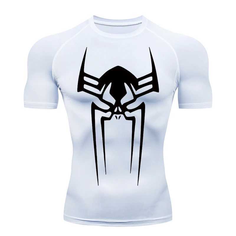 Spider Print Gym Workout Rash Guard for Men Athletic Quick Dry Stretchy Compression Shirts Undershirts Baselayers Tshirts Tops X250113