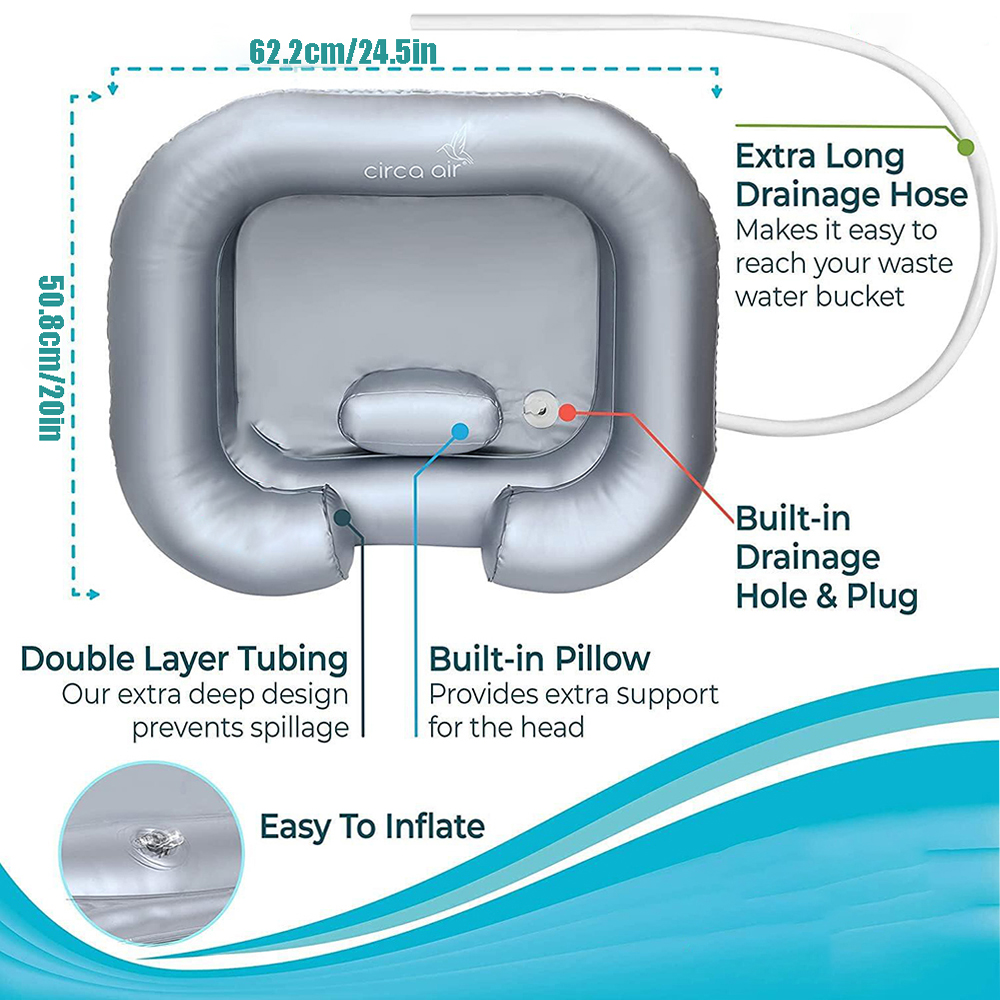 Inflatable Shampoo Basin - Portable Shampoo Bowl, Hair Wash Tub for Dreadlocks and at Home Sink Washing