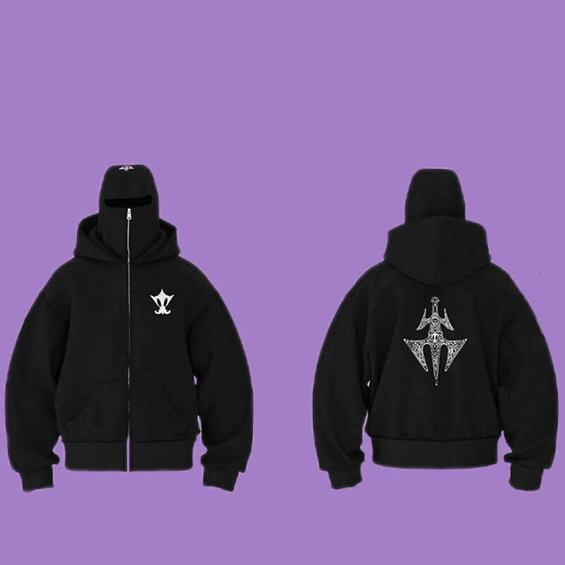 Overseas trendy brand double hat design letter hooded autumn and winter unisex loose Y2K sweatshirt