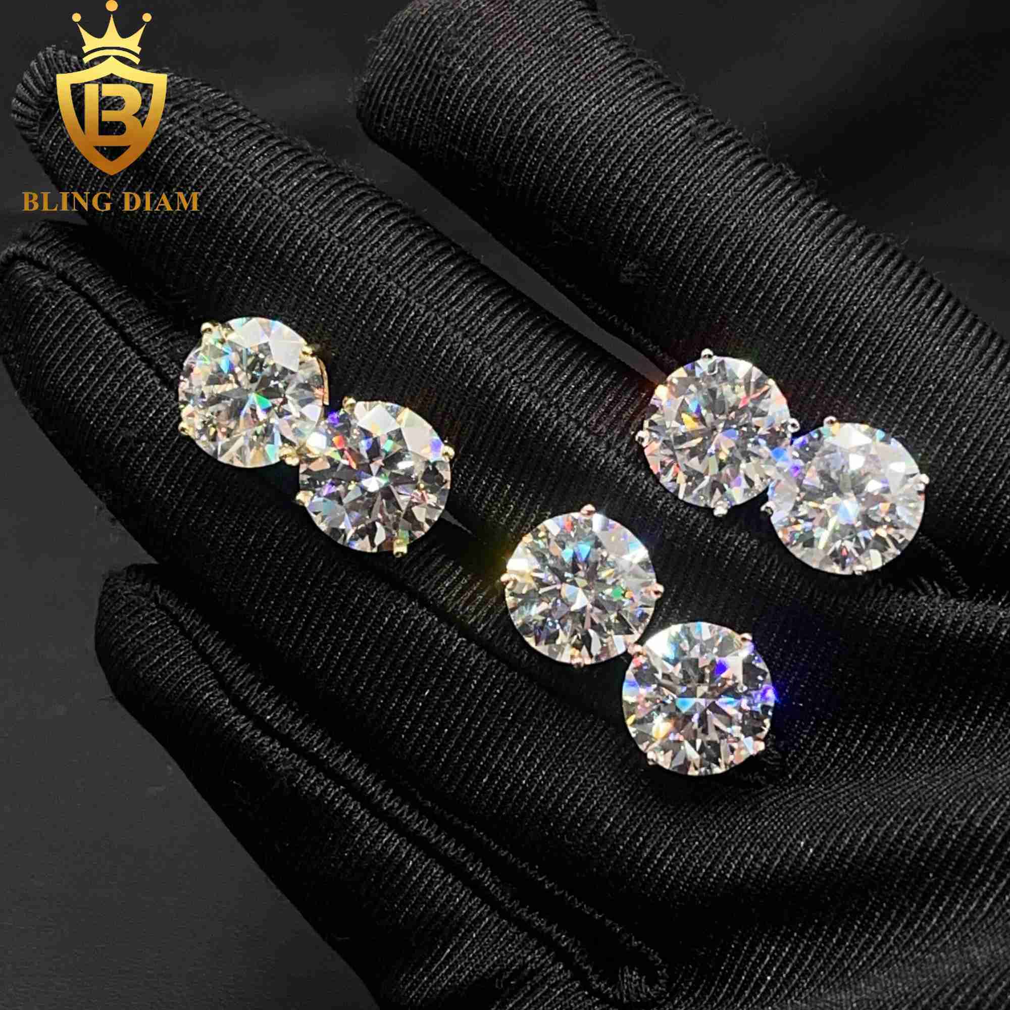 11mm Fine Jewelry Iced Out 925 Sterling Silver VVS Moissanite Diamond Screw Back Stud Earrings