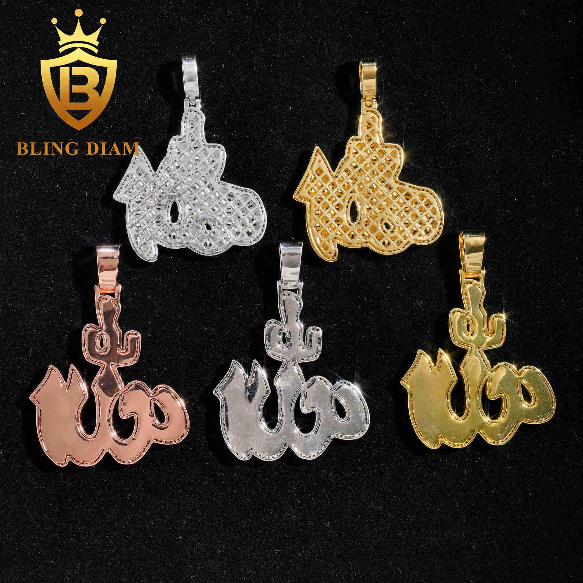 Street Jewelry Hip hop Moissanite diamond pendant 925 soild Silver Pass Diamond Tester allah pendant for tennis chain