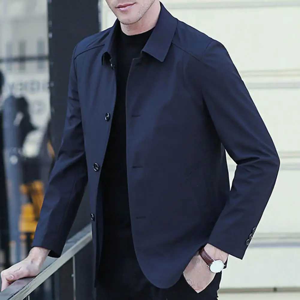 Korean Style Coat Lapel Casual Zipper Fashion Men Jacket Windbreaker Coats Solid Color Men Clothing X250113