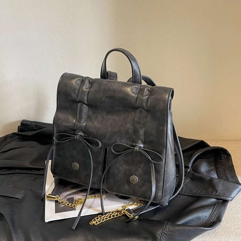 Hot Selg High-Quality Drawstring Pleated Chain PU Women's Backpack 2025 New Fashion Trend Buckle Zipper