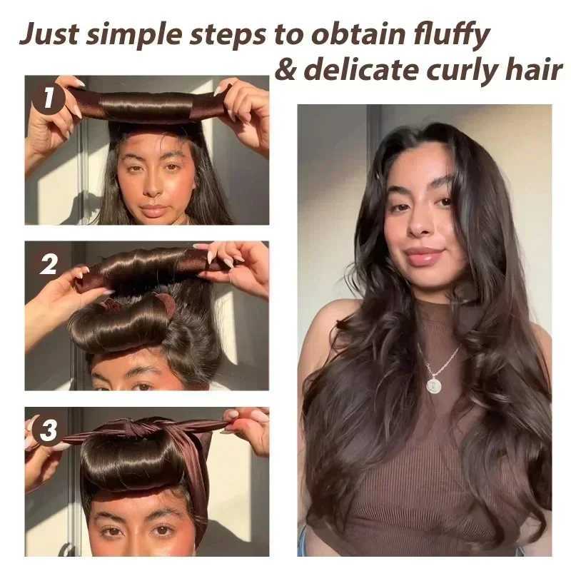 Beautiful Heatless Curler Satin Sleep Hat Set Heatless Curler Rod Headband Soft Curler Lazy Curler W250113