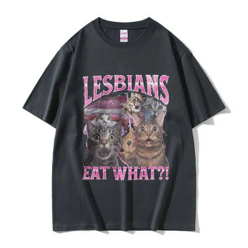 Lesbians Eat What Graphic T-shirt Men Women Fashion Oversized Streetwear Unisex Casual Soft Cotton Short Sleeve Male Loose Tees X250113