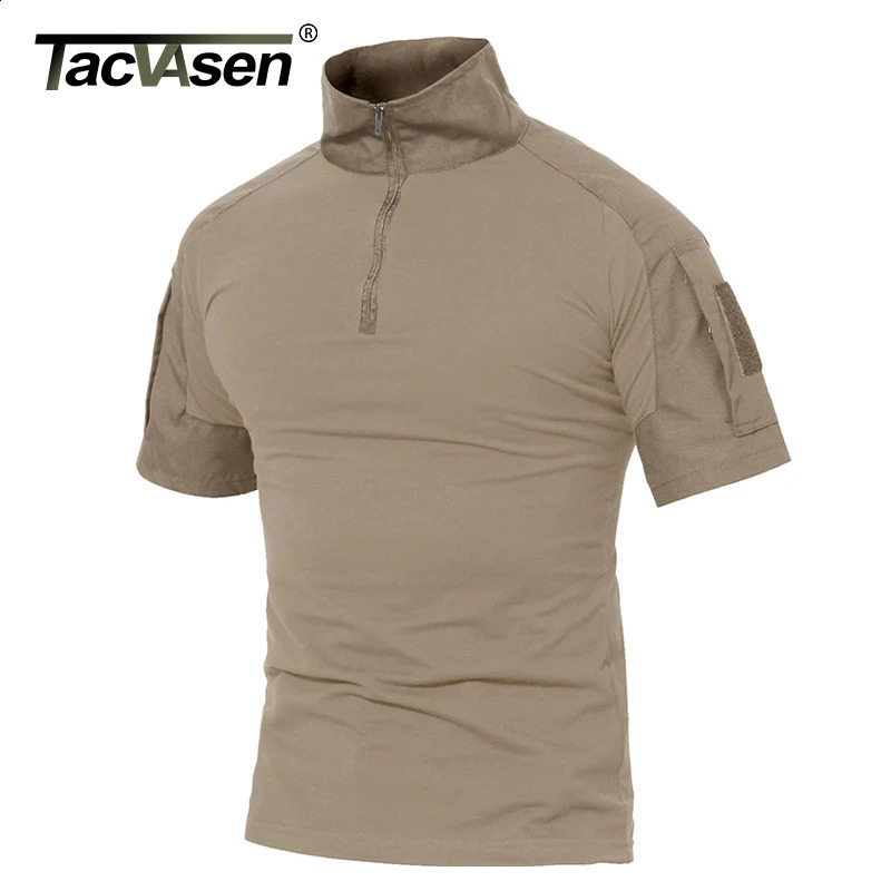 TACVASEN Mens Short Sleeve TShirts With Zipper Pockets Summer Solid T Shirts Safari Tee Hiking Work Clothing 250113
