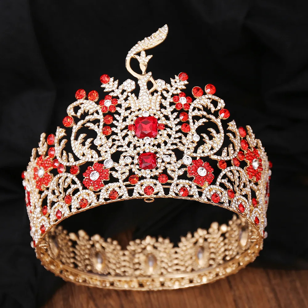 Baroque Miss Grand International Big Crown Round Wedding Pageant Rhinestone Crystal Tiaras Crown for Pageant Fans Hair Accessory250108