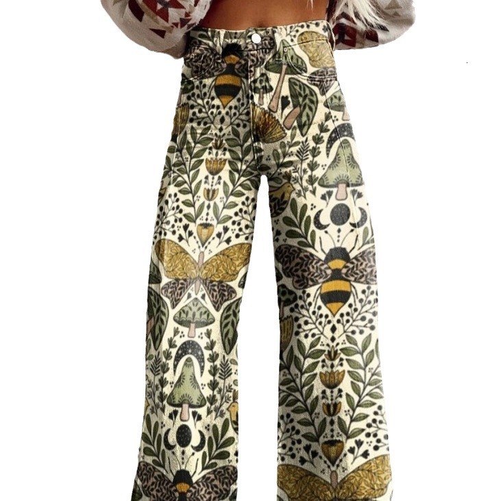 designer jeans baggy jeans womens designer 2024 summer hot selling women's pants 3d digital printing hot selling pants women's bell shap fc5
