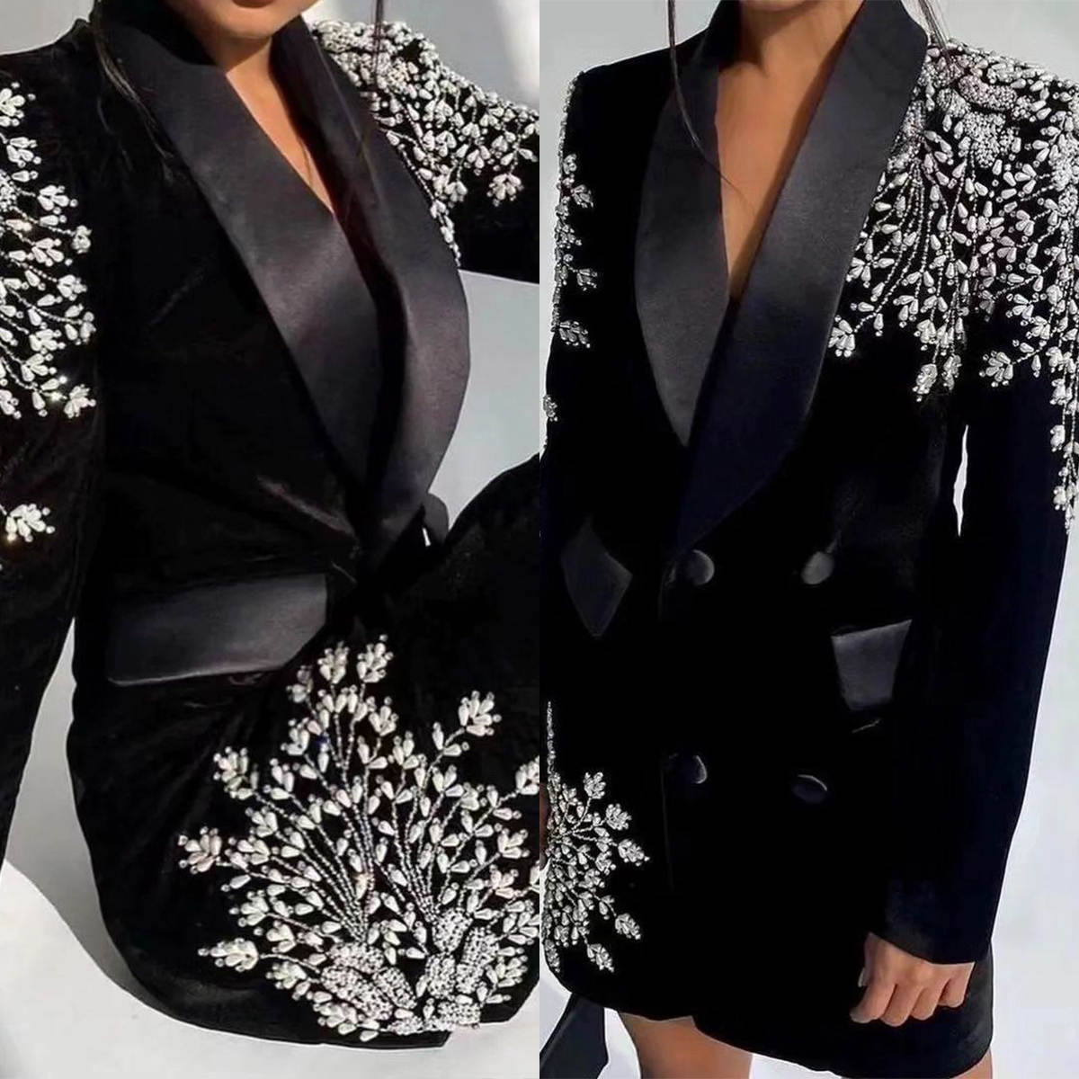 Sexy Mother of the Bride Suits Beaded Pearls One Piece Set Jacket Double Breasted Women Suit Blazer Shawl Lapel Formal Work Wear Customized