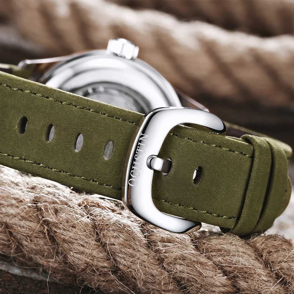 OCHSTIN Mens Mechanical Pilot Watch Luxury Self Wind Leather Mechanical Mens Watch Automatic Date Relogio Mens Watch M250113