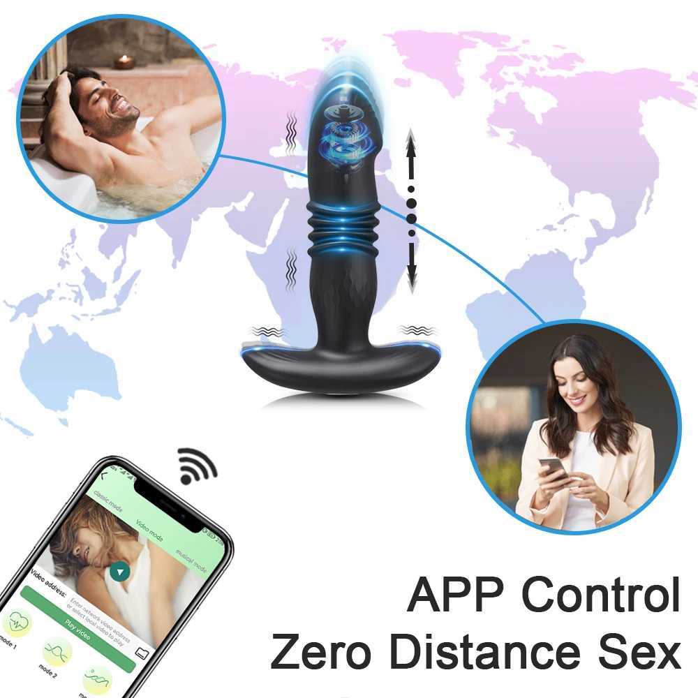 Male Thrusting Prostate Massager Bluetooth APP Vibrator for Men Gay Anal Plug Wireless Remote Butt Plug Sex Toy for Couples W250319
