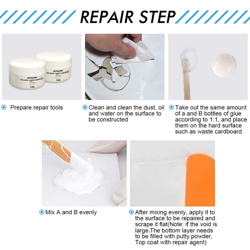 2pcs/set White Porcelain Repair Kit Ceramic Repair Paste Tile Tub Toilet Sink Shower Kits Chip Crack Hole Scratches Fix Adhesive