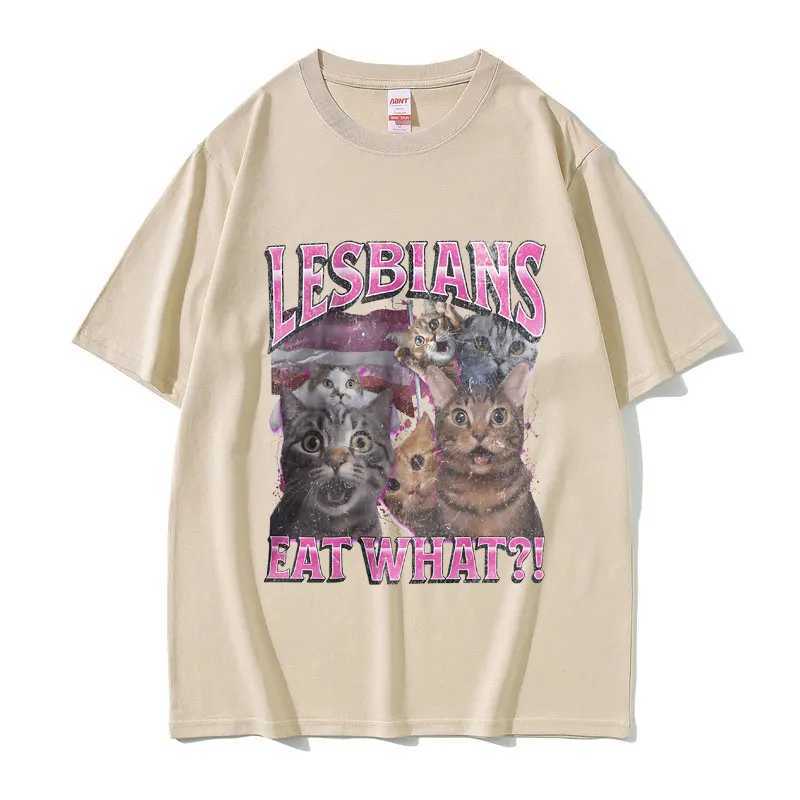 Lesbians Eat What Graphic T-shirt Men Women Fashion Oversized Streetwear Unisex Casual Soft Cotton Short Sleeve Male Loose Tees X250113