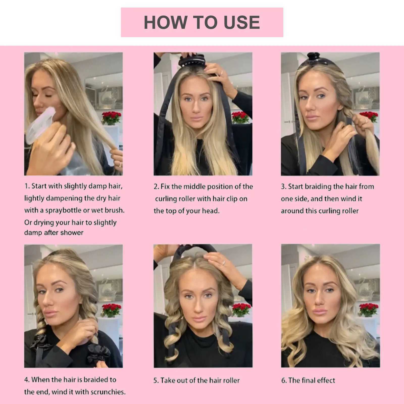 Heat free Curling Rod Headband Lazy Natural Soft Wave DIY Curling Rod Curling Strip Clip Salon Styling Tool W250113