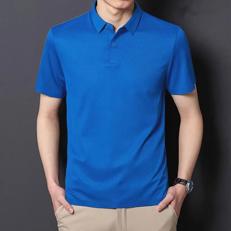 Smart Casual Simplicity Summer Polo Shirts Mens Turndown Collar Solid Button Comfortable Breathable Loose Short Sleeve Tops 250113