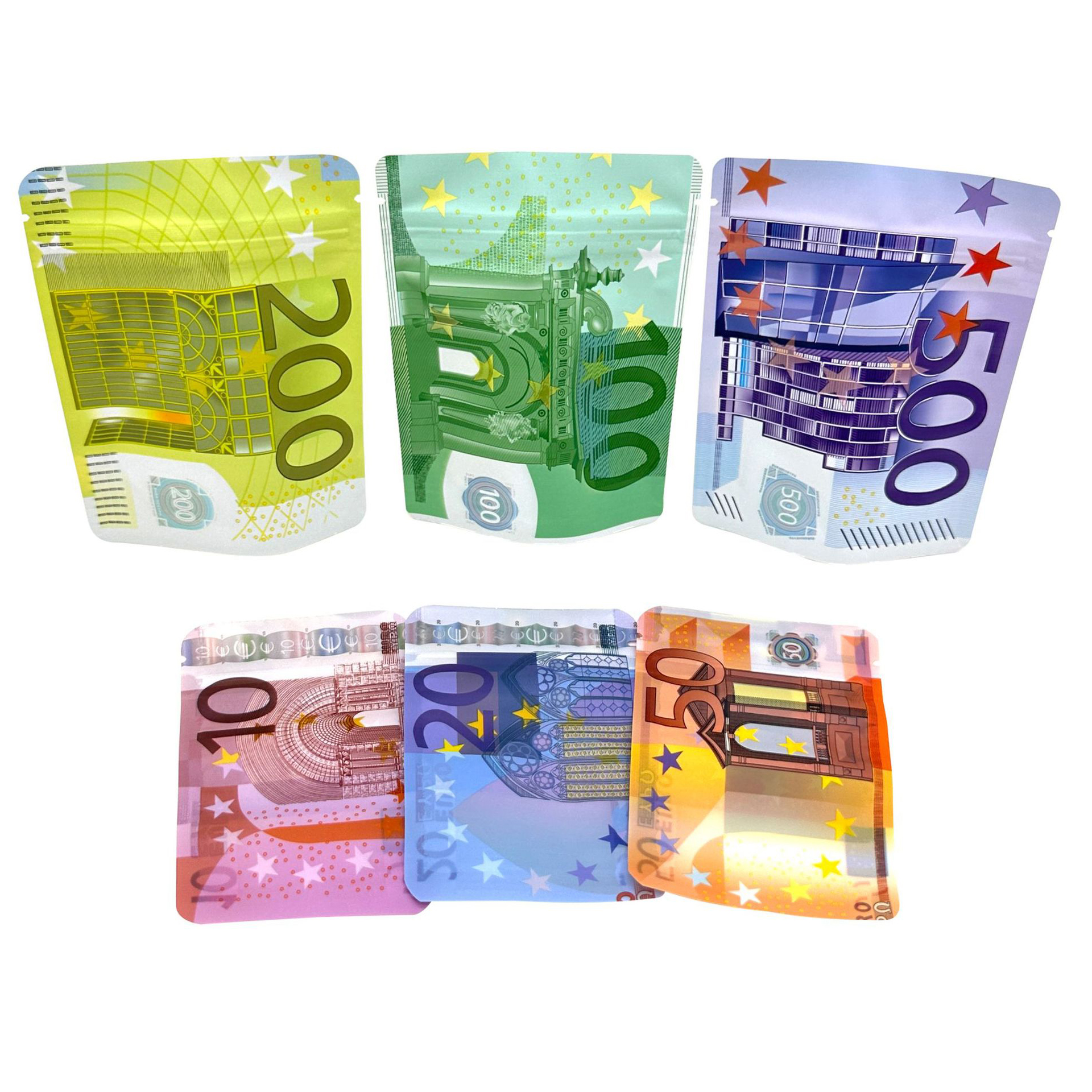 New Styles Empty Mylar Bags 3.5g Money Shape Stand-up Packaging Pouch Aluminum Storage 50 100 US EU EUR USD Dollar Design Smell Proof Package Bag With Zipper Lock Case