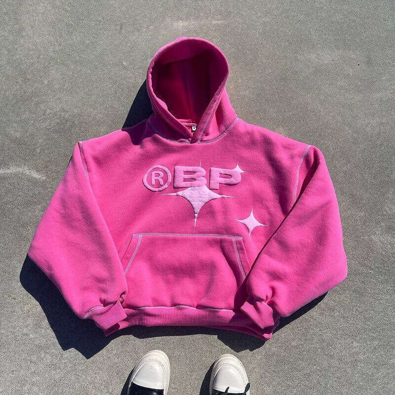 2025 New Winter Y2K Street Wear Men's and Women's Hoodies Trendy Brand Pink Letter Foam Sweet Spicy Girl Loose Hoodie