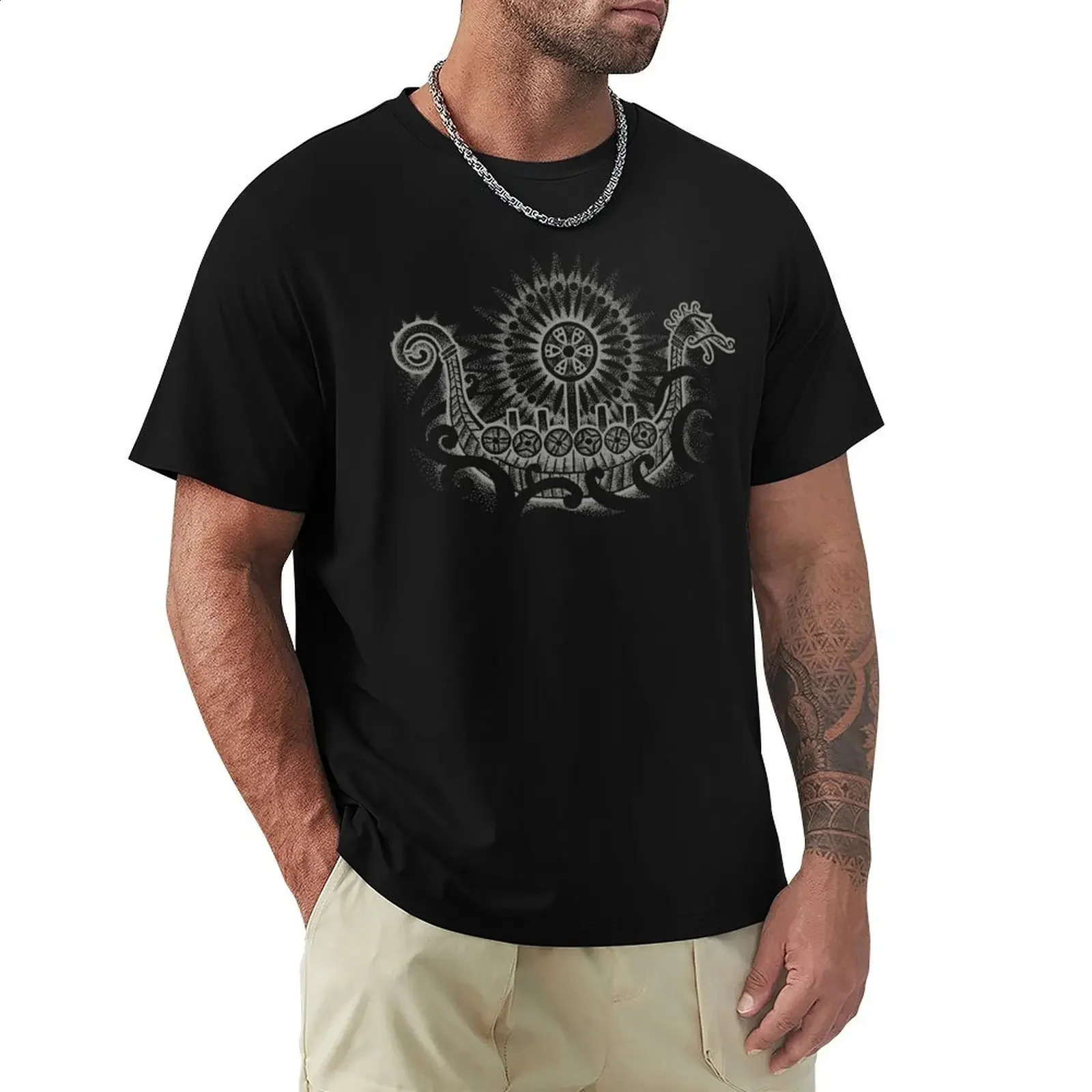 Drakkar Celtic Knot Tattoo Style TShirt plain blanks stuff mens cotton t shirts 250113