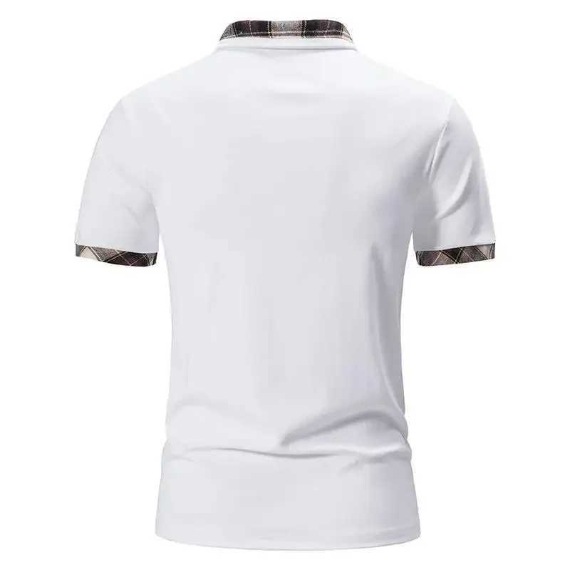High Quality Summer mens slim fit short sleeved business casual polo shirt mens sports lapel golf polo shirt pocket splicing sports polo shirt T250113