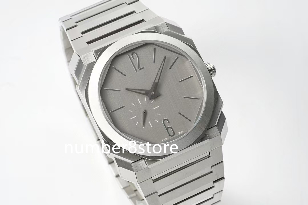 Octogonal Octo Finissimo Mens Watch Satin-polished Stainless Steel Automatic Sapphire Crystal Extra-thin Luxury Wristwatch 6 colors