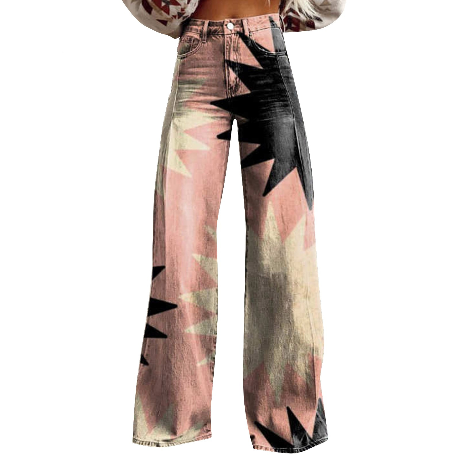 designer jeans baggy jeans womens designer hot selling foreign trade european and american foreign trade abstract printing plus size wom c56