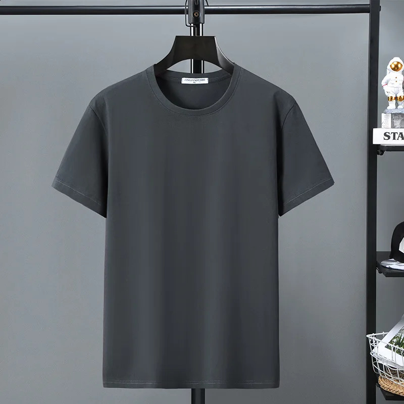 10XL 12XL Plus Size Tshirt Summer Cotton T Shirt Men Short Sleeve Casual Tops Tees Male Solid Color Crewneck 250113