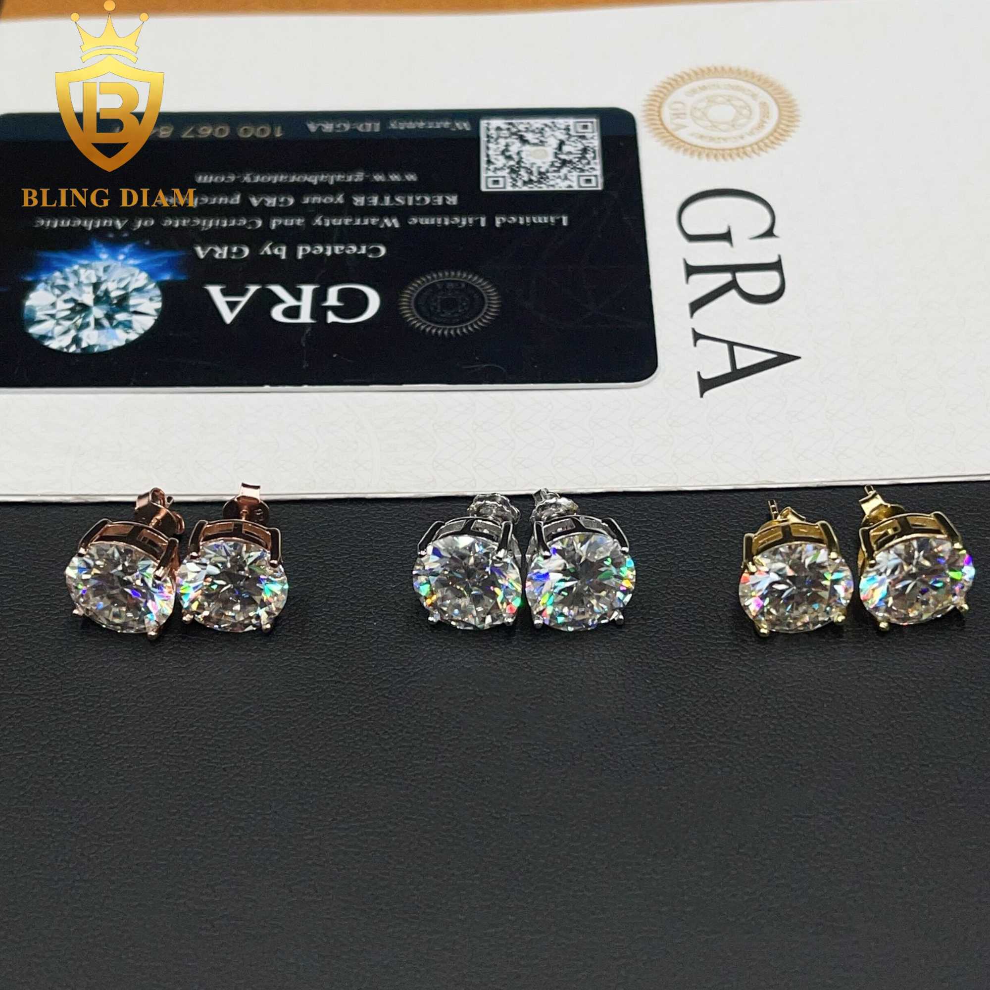 11mm Fine Jewelry Iced Out 925 Sterling Silver VVS Moissanite Diamond Screw Back Stud Earrings