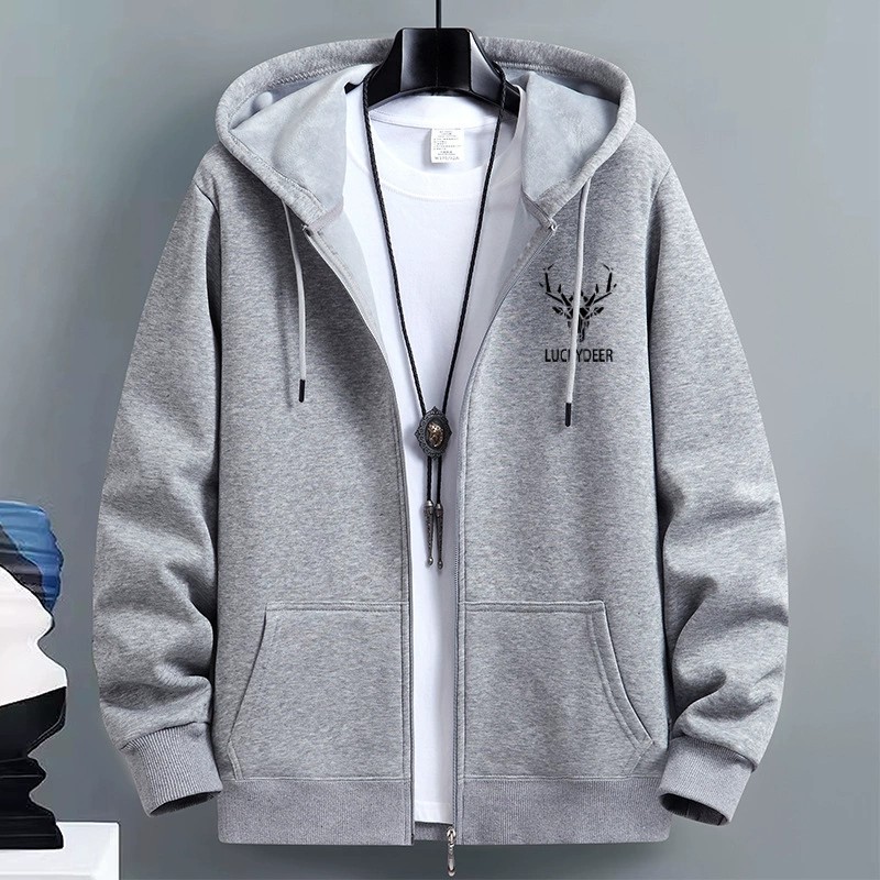 Cardigan sweater men's spring and fall American tide hooded couple's clothes loose sports zipper jacket cross-border large size m035