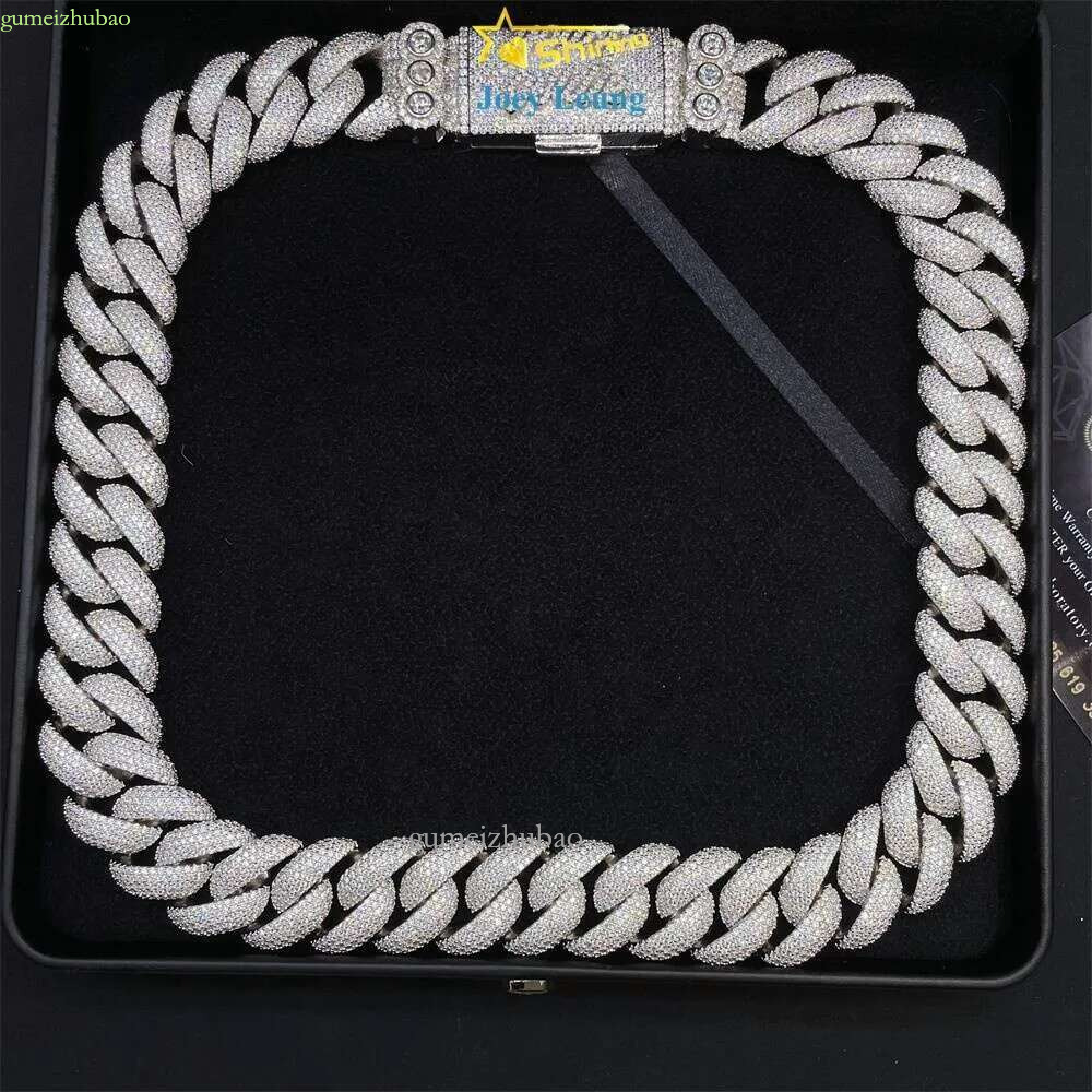 Big 20mm Necklace Hip Hop Jewelry Sier Vvs Dia Moissanite Iced Out Cuban k Chain Custom